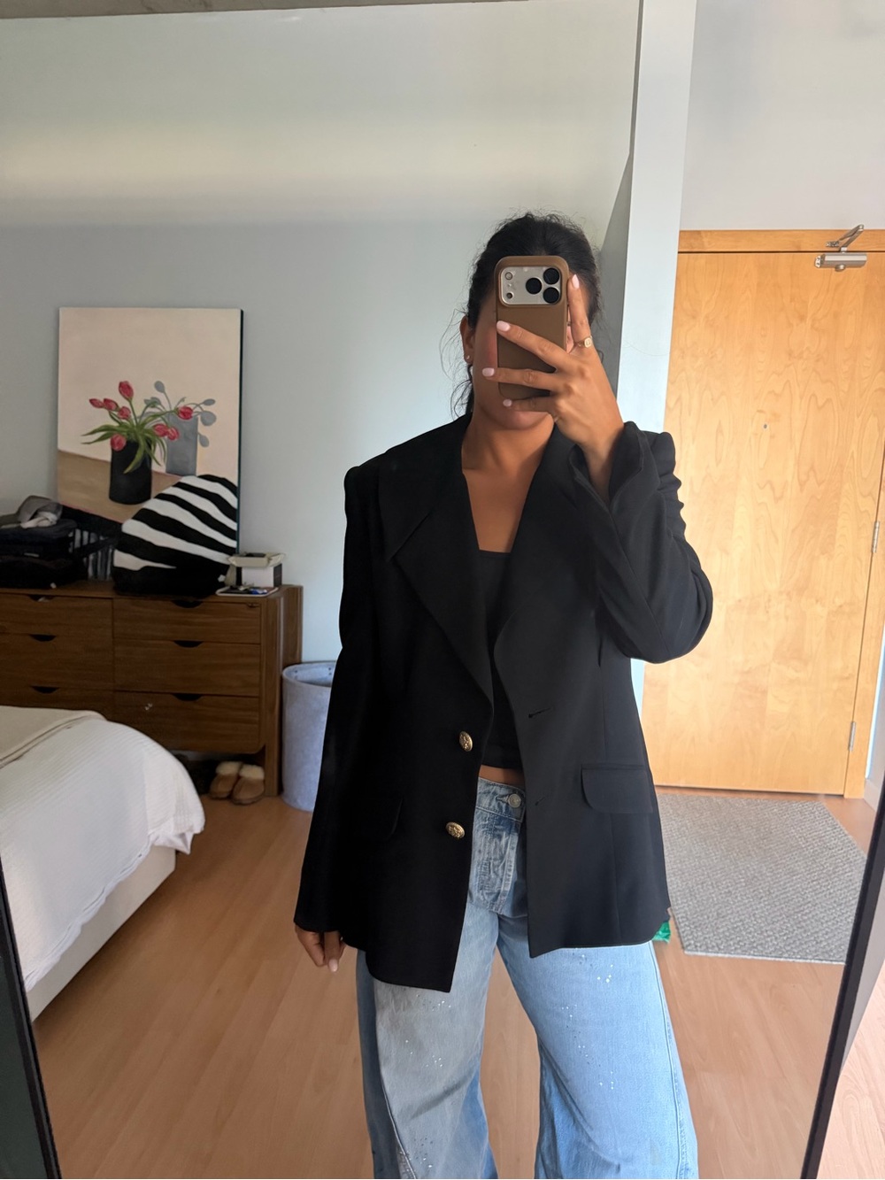 Vintage Black Blazer with Gold Buttons